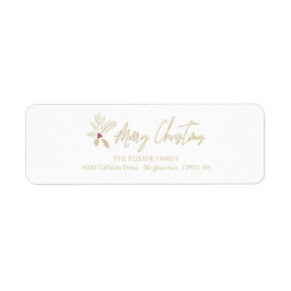 Holly Merry Kerstmis Whimsical Typography Quote Etiket