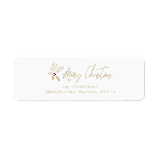 Holly Merry Kerstmis Whimsical Typography Quote Etiket (Voorkant)