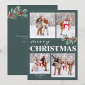 Holly Merry kerstvakantie fotokaart Feestdagenkaart (Voorkant / Achterkant)