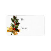 Holly met Gold Bow  Gift Label (Voorkant)