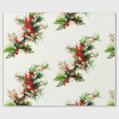 Holly met  kerstmis met Berries Cadeaupapier (Vlak)