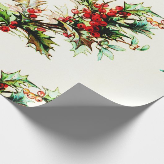 Holly met  kerstmis met Berries Cadeaupapier (Hoek)