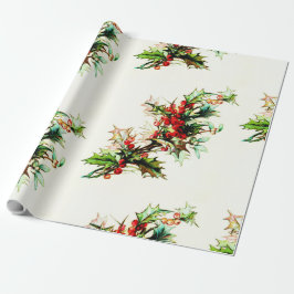 Holly met  kerstmis met Berries Cadeaupapier