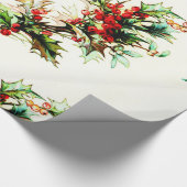 Holly met kerstmis met Berries Cadeaupapier (Hoek)