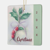 Holly met kerstmis met Bow Pastel Keramisch Ornament (Links)