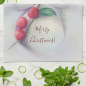 Holly met kerstmis met Bow Pastel Theedoek (Gevouwen)