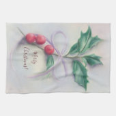 Holly met kerstmis met Bow Pastel Theedoek (Horizontaal)