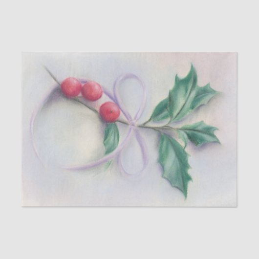 Holly met kerstmis met Bow Pastel Tissuepapier (Voorkant)