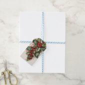 Holly met levendige rode bessen Kerstmis Cadeaulabel (Met Touw)