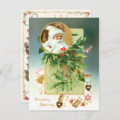  Holly met Santa Inzet en Groet Feestdagenkaart (Voorkant / Achterkant)