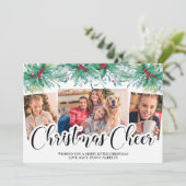 Holly Mistletoe 3 Foto met Kerstmis, script Feestdagenkaart (Staand voorkant)