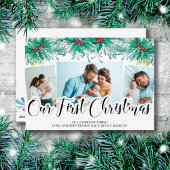 Holly Mistletoe 3 Foto Ons eerste kerstscript Feestdagenkaart