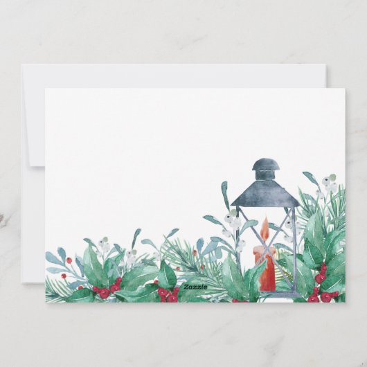 Holly Mistletoe 3 Photo Decing New Halls Script Feestdagenkaart (Achterkant)