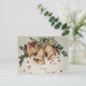 Holly Mistletoe Bells Bell Winterberry Briefkaart (Staand voorkant)