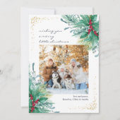 Holly Mistletoe Casual Script-kerstfoto Feestdagenkaart (Voorkant)