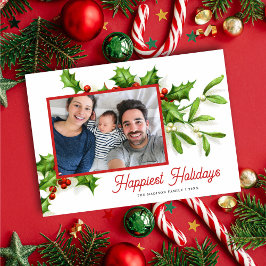 Holly Mistletoe Foto Vakantie Kaart