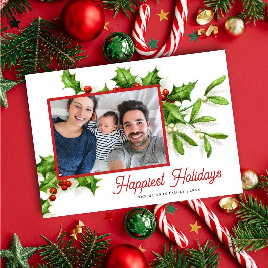  Holly Mistletoe Foto Vakantie Kaart