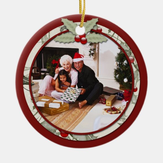 Holly Mistletoe Foto van ons Huis aan u | Keramisch Ornament (Voorkant)