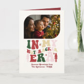 Holly & Mistletoe Fun Retro Christmas Photos Feestdagen Kaart (Voorkant)