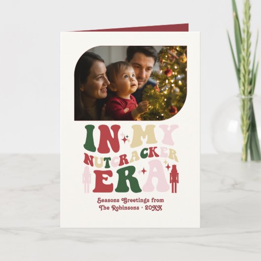 Holly & Mistletoe Fun Retro Christmas Photos Feestdagen Kaart (Voorkant)