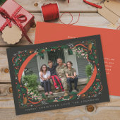 Holly Mistletoe Geïllustreerd Lijst Kerstfoto Feestdagenkaart