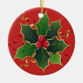 Holly Mistletoe kerstboomkeramiek Keramisch Ornament (Voorkant)