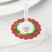 Holly mistletoe Kerstmis met groene rode kleuren Wijnglaslabel (Dichtbij)