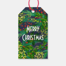 Holly mistletoe Merry planten groen rood Cadeaulabel
