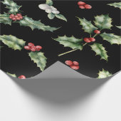 Holly Mistletoe Pattern Cadeaupapier (Hoek)