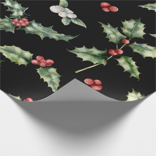 Holly Mistletoe Pattern Cadeaupapier (Hoek)