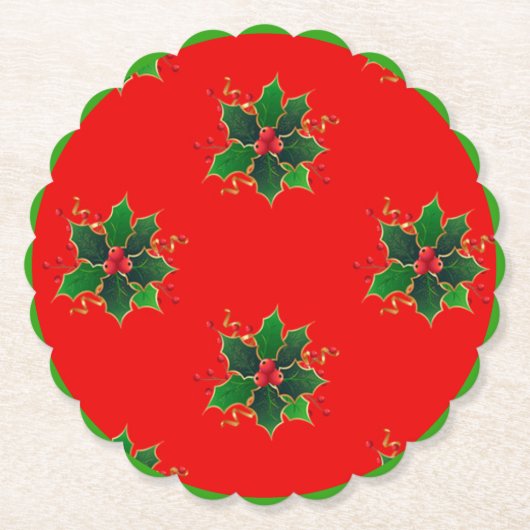 Holly Mistletoe Pattern Onderzetter (Voorkant)