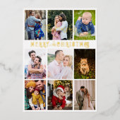 Holly Modern Elegant Collage 10 Photos Family Folie Feestdagenkaart (Voorkant)