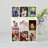 Holly Modern Elegant Collage 10 Photos Family Folie Feestdagenkaart (Staand Voorkant)