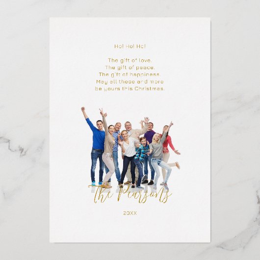 Holly Modern Elegant Collage 10 Photos Family Folie Feestdagenkaart (Achterkant)