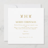 Holly Monogram Initial Christmas Newlyweds Photo (Achterkant)