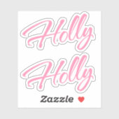 Holly Naam in Roze x2 Sticker (Vel)