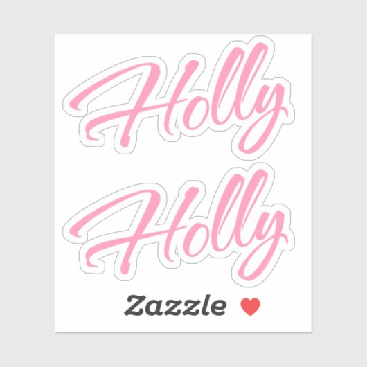 Holly Naam in Roze x2 Sticker (Vel)