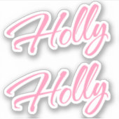 Holly Naam in Roze x2 Sticker (Voorkant)