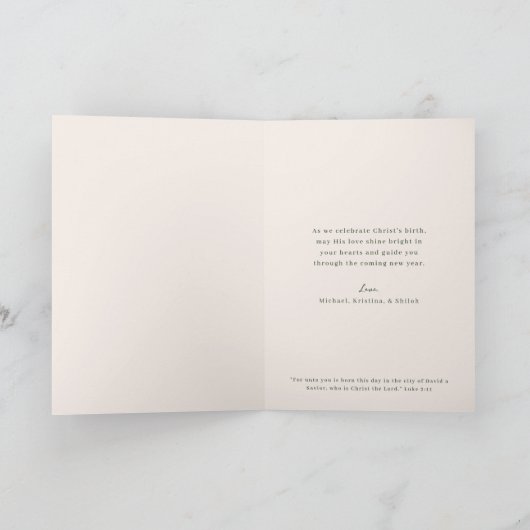 Holly Nativity Candle Religious Christmas Gevouwen Feestdagen Kaart (Binnen)