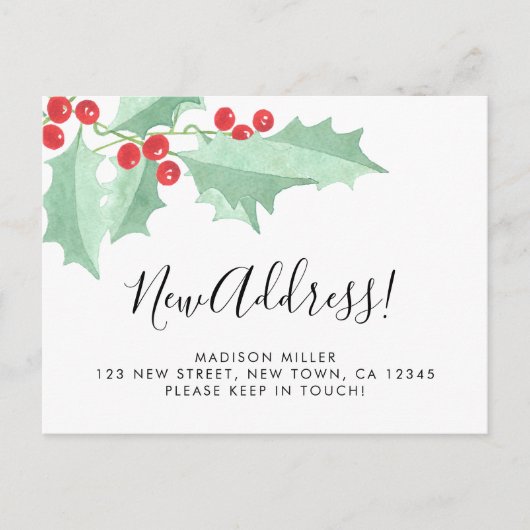 Holly New Address Moving  Aankondigingskaart (Voorkant)
