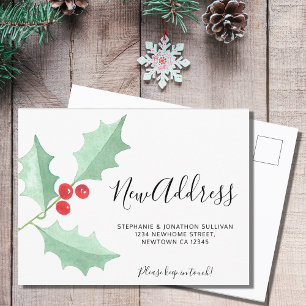 Holly New Address Moving Announcement Briefkaart