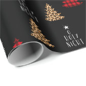 Holly Night Christmas Buffalo Plaid en Leopard Cadeaupapier (Rol Hoek)