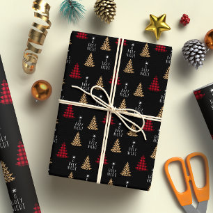 Holly Night Christmas Buffalo Plaid en Leopard Cadeaupapier