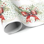 Holly on Green Stones Cadeaupapier (Rol Hoek)