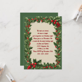 Holly op een groen kerstfeest kaart