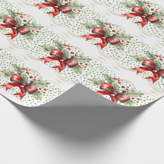 Holly op groene stenen cadeaupapier (Hoek)