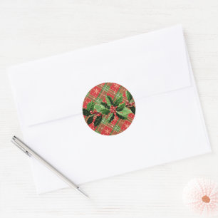 Holly op Kerstmis Plaid 1 Ronde Sticker