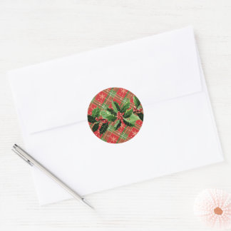 Holly op Kerstmis Plaid 1 Ronde Sticker