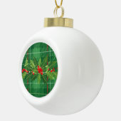 Holly op Kerstmis Plaid 2 Keramische Bal Ornament (Rechts)