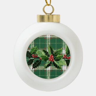 Holly op Kerstmis Plaid 5 Keramische Bal Ornament